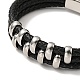 Leather Braided Triple Loops Multi-strand Bracelet with 304 Stainless Steel Magnetic Clasp for Men Women BJEW-C021-20-4