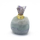 天然蛍石開閉式香水瓶ペンダント  真鍮のパーツとガラスのエッセンシャルオイルのボトル  39~50x26~29x16~21mm  穴：1.2mm  ガラス瓶容量：3ml（0.101液量オンス）  宝石の容量：1ml（0.03液量オンス） G-E556-20A-2