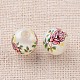 Flower Picture Printed Glass Round Beads GLAA-J090-10mm-B04-2