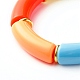 Chunky Curved Tube Acrylic Beads Stretch Bracelet for Girl Women BJEW-JB06684-02-4