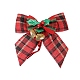 Fiocco in lino con motivo scozzese e decorazione pendente a campana XMAS-PW0001-062A-02-1