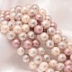 Faceted Round Shell Pearl Bead Strands BSHE-L012-8mm-NL002-1