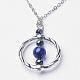Natural Lapis Lazuli Beads Pendant Necklaces NJEW-JN01829-02-2
