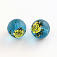Flower Picture Frosted Glass Round Beads GFB-R004-14mm-M08-2