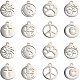 BENECREAT 32Pcs 8 Style 304 Stainless Steel Charms（14x12x1mm） Sun Om Symbol Charm Yin Yang Peace Sign Charms Word Love Charms Moon and Star Animal Claw Cross Charms STAS-BC0002-99-1