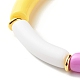Curved Tube Opaque Acrylic Beads Stretch Bracelet for Teen Girl Women BJEW-JB06940-03-5