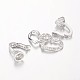 Heart with Heart Brass Micro Pave Cubic Zirconia Fold Over Clasps ZIRC-O024-09-3