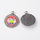 Antique Silver Alloy Pendant Cabochon Bezel Settings and Owl Printed Glass Cabochons TIBEP-X0180-B07-2
