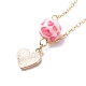 Coeur en alliage d'émail avec collier pendentif en perles de résine boucles d'oreilles pendantes SJEW-JS01249-4