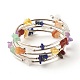 5-Loop Natural Mixed Stone Chip Beaded Wrap Bracelets for Women BJEW-JB01517-11-1