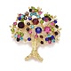 Broche de rhinestone de árbol de navidad colorido JEWB-A004-11G-1