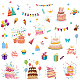8 лист 8 стиля торт ко дню рождения ПВХ водонепроницаемые наклейки на стену DIY-WH0345-082-1