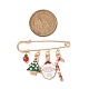 3Pcs 3 Style Christmas Tree & Santa Claus & Snowflake & Word Noel Enamel Safety Pin Brooches JEWB-TA00013-5