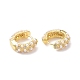 Plastic Imitation Pearl Beaded Hoop Earrings with Crystal Rinestone EJEW-F306-03G-2