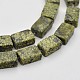 Прямоугольник натуральный серпантин / зеленый кружевной камень бисер пряди G-N0154-07-1