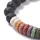 Bracelet extensible perlé en pierre de lave naturelle BJEW-TA00094-4
