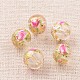 Flower Picture Printed Glass Round Beads GLAA-J087-10mm-A13-1
