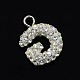 Glittering Polymer Clay with Austrian Crystal Charms Pendants SWARJ-M008-001-G-2