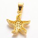 Starfish/Sea Stars Brass Cubic Zirconia Pendants ZIRC-D094-06G-2