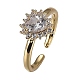 Brass Micro Pave Clear Cubic Zirconia Cuff Rings RJEW-P006-09G-1