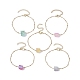 Bracelets à maillons rectangulaires en quartz naturel teint BJEW-JB09741-1