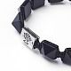 Bracelets de perles tressées d'obsidienne naturelle BJEW-I273-J05-2