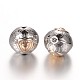Deux tons perles rondes en alliage sculpté avec un motif de coeur PALLOY-E400-12PG-2