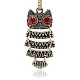 Antique Silver Plated Alloy Rhinestone Owl Pendants for Halloween Jewelry ALRI-J083-21AS-1