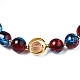 Round Glass Beaded Stretch Bracelet with Gold Plated Brass Ring for Women BJEW-N018-02C-2