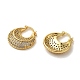 Double Horn Shape Brass Micro Pave Clear Cubic Zirconia Thick Hoop Earrings EJEW-Q785-05G-2