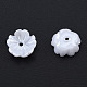 樹脂模造パールビーズキャップ  5花びら  花  ホワイト  7.5x8x2.5mm  穴：1mm RESI-N036-02A-06-1