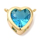 Подвески в виде сердец из настоящей латуни с покрытием из 18-каратного золота KK-D027-18G-2
