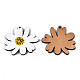 プリントバスウッドペンダント  バックランダムカラー  デイジーの花  ホワイト  34x37x3mm  穴：1.6mm WOOD-N006-50-3