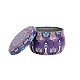 印刷されたブリキ収納ボックス  ジュエリー＆アロマテラピーキャンドル＆キャンディーボックス用  花柄  紫色のメディア  7.7x5cm CON-WH0082-004-2