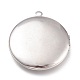 316 Stainless Steel Locket Pendant Cabochons Settings X-STAS-O132-04P-2