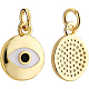 BENECREAT 10Pcs 18K Gold Plated Evil Eye Enamel Charms Flat Round Pendants with Jump Rings for DIY Necklace Bracelet Jewelry Making KK-BC0004-59-1