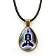 Ожерелье с кулоном в форме капли из сплава для йоги с восковой веревкой для женщин CHAK-PW0001-007H-1
