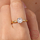 クリアキュービックジルコニアダイヤモンドフィンガーリング  スターリングシルバーの指輪925個  ゴールドカラー  usサイズ7（17.3mm） MS4914-2-2