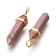 Faceted Bullet Natural Rhodochrosite Double Terminated Pointed Pendants G-J262-B08-2