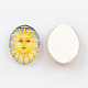 Cabochons à dos plat ovales en verre à motif de soleil pour projets de bricolage GGLA-R022-25x18-46-2
