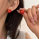 Boucles d'oreilles asymétriques en émail coeur et mot amour EJEW-Z018-02A-4