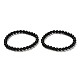 Braccialetti elasticizzati con perline rotonde di shungite naturale BJEW-NH0001-01B-1