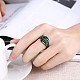 シンプルな真鍮のガラスフィンガー指輪  グリーン  ガンメタ色  usサイズ8（18.1mm） RJEW-BB20205-C-8-2