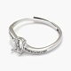 925 componentes de anillo de dedo de garra de diamante de imitación de plata esterlina STER-E061-49P-3