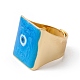 Square Enamel with Evil Eye Wide Band Finger Rings RJEW-A014-02G-M-5