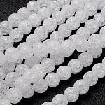 Crackle sintetico perle di quarzo fili, tondo, cristallo sintetico, chiaro, chiaro, 10mm, Foro: 1 mm, circa 40 pcs/filo, 15.5 pollice