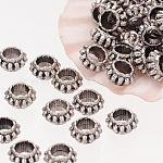 Rondelle perles en argent tibétain, sans plomb & sans nickel & sans cadmium , argent antique, environ 7 mm de large, Longueur 4mm, Trou: 3.5~4mm