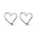 Элегантные серьги Shegrace Sweety Girls в форме сердца с родиевым покрытием, 925 серебряные серьги-пусеты из стерлингового серебра, платина, 13 мм, Сердце: 6.5x8 mm, штифты : 0.8 мм