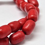 Gefärbte Fässer aus synthetischen türkisfarbenen Perlensträngen, rot, 12x8 mm, Bohrung: 1 mm, ca. 31 Stk. / Strang, 15.7 Zoll