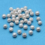 Perles de culture d'eau douce naturelles de qualité aaa, demi trou foré, demi-rond, blanc, 4.5~5x3.5~4.5mm, Trou: 1mm